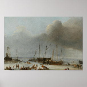 Hendrick Dubbels - Ice-Skating on the Eastern Dock Poster
