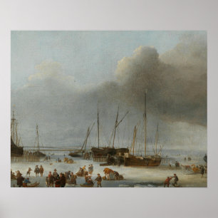 Hendrick Dubbels - Ice-Skating on the Eastern Dock Poster