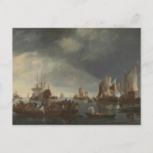 Hendrick Dubbels - Port with Sailing Ships Postcard