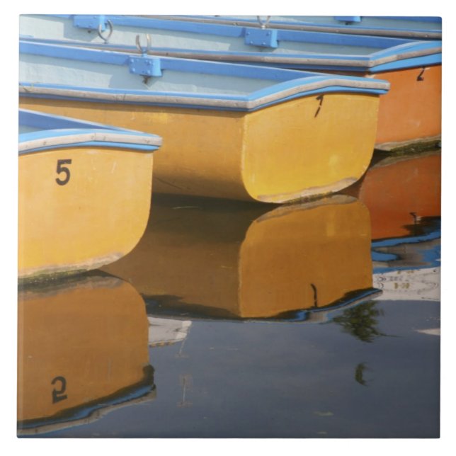 Henley-on-Thames row boats on the Thames River, Ceramic Tile (Front)