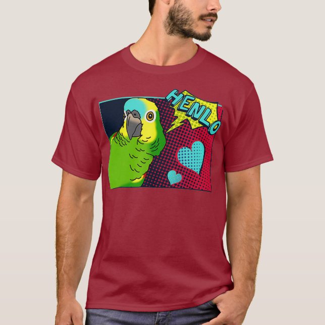 Henlo Birb memes Funny Comic Blue Fronted Amazon T-Shirt (Front)