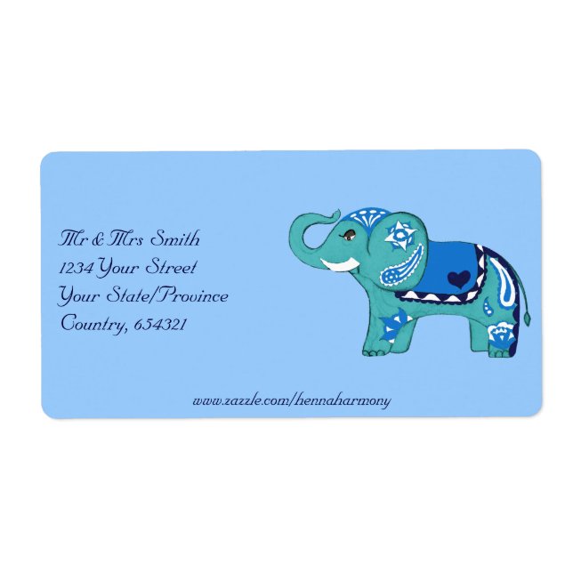 Henna Elephant (Blue/Light Blue) (Front)