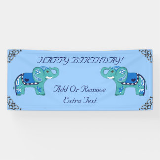 Henna Elephant (Blue/Light Blue) Banner