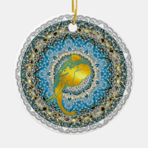 Henna Elephant Mandala Ganesha Mindfulness Gifts Ceramic Ornament