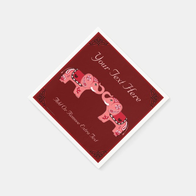 Henna Elephant (Red/Pink) Napkin (Corner)