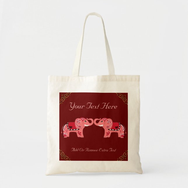 Henna Elephant (Red/Pink) Tote Bag (Front)