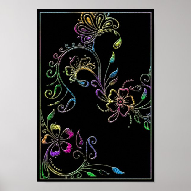 Henna Floral Design Customised Poster (Front)