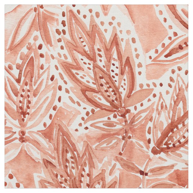 HENNA HABIT Boho Botanical Watercolor Pattern Fabric (Close Up)