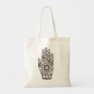 Henna Hand Lotus Tote Bag
