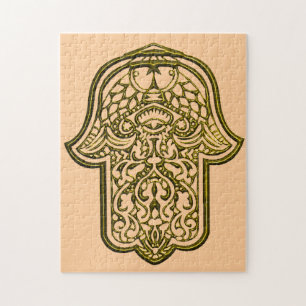 Henna Hand of Hamsa (Golden) Jigsaw Puzzle