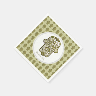 Henna Hand of Hamsa (Golden) Napkin