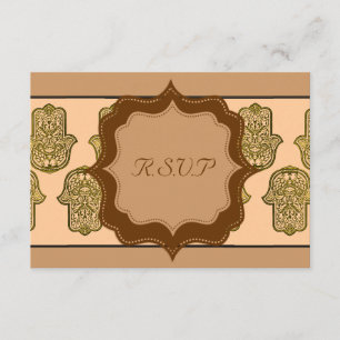 Henna Hand of Hamsa (Golden) (Wedding) RSVP Card