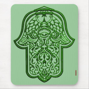 Henna Hand of Hamsa (Green) Mouse Pad