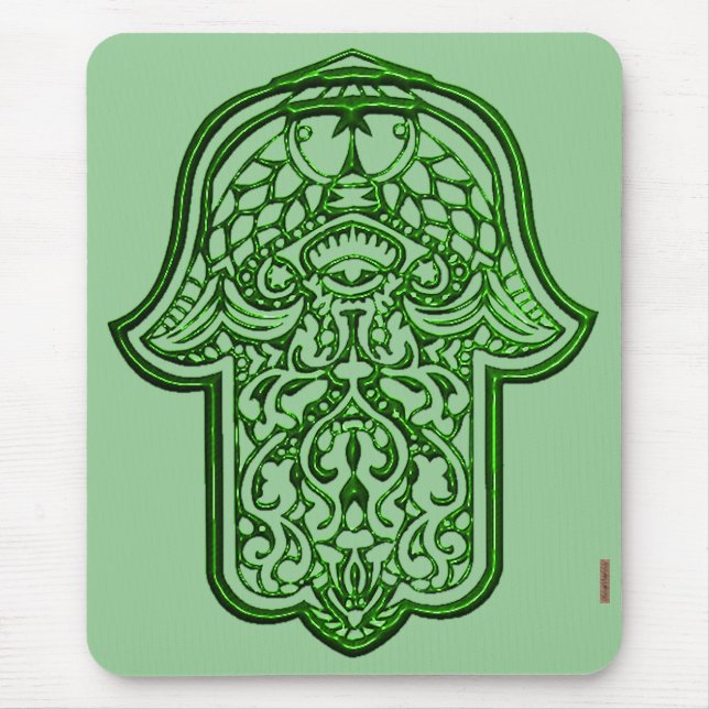 Henna Hand of Hamsa (Green) Mouse Pad (Front)