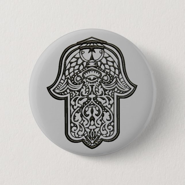Henna Hand of Hamsa (Original) 6 Cm Round Badge (Front)
