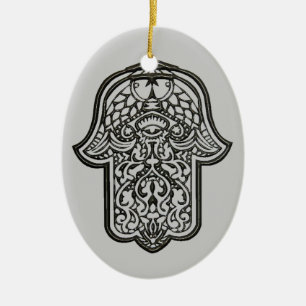 Henna Hand of Hamsa (Original) Ceramic Tree Decoration