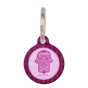 Henna Hand of Hamsa (Pink) Pet Tag