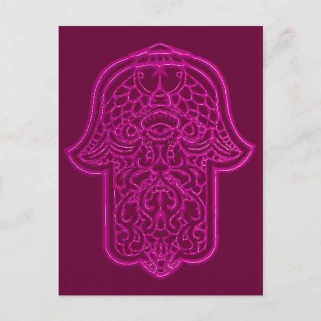 Henna Hand of Hamsa (Pink) Postcard (Front)