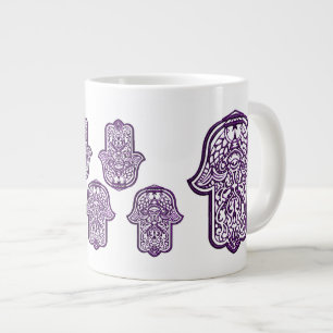 Henna Hand of Hamsa (Purple) Large Coffee Mug