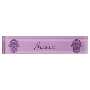 Henna Hand of Hamsa (Purple) Nameplate
