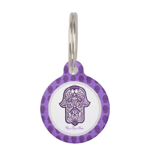 Henna Hand of Hamsa (Purple) Pet Tag