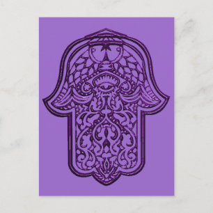 Henna Hand of Hamsa (Purple) Postcard