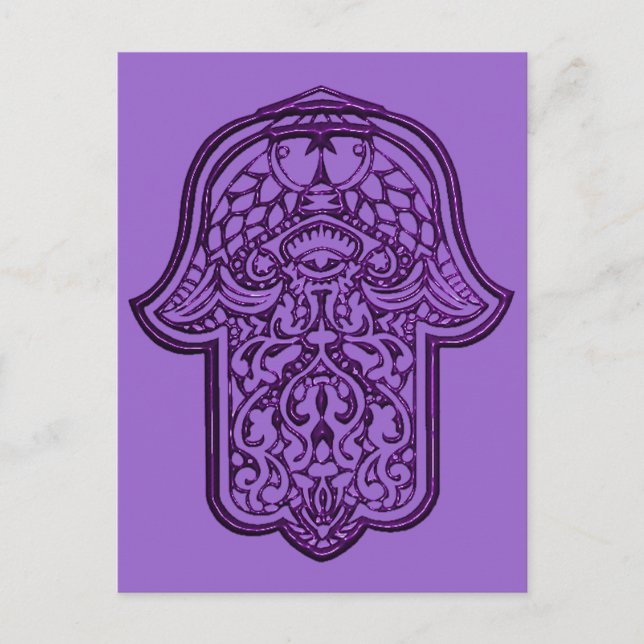 Henna Hand of Hamsa (Purple) Postcard (Front)