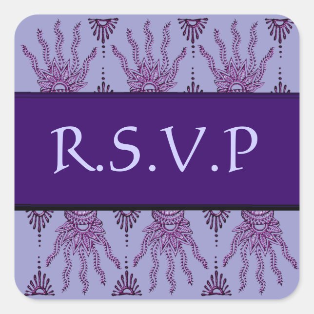 Henna Hand (Purple) (Wedding) Square Sticker (Front)