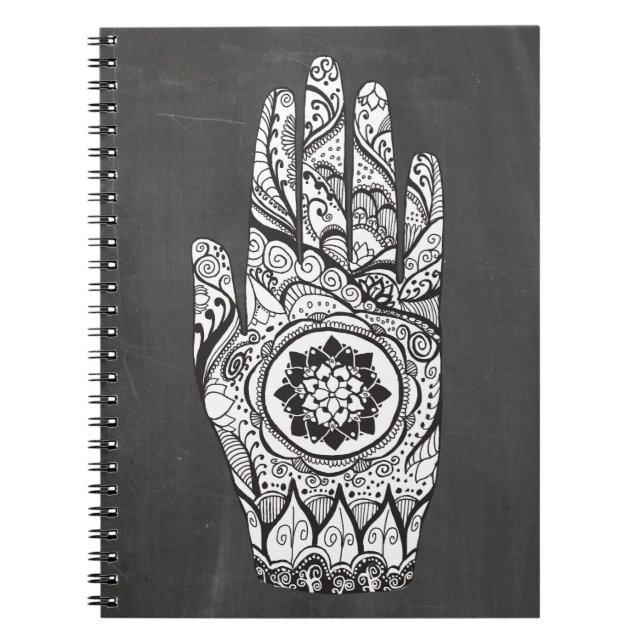 Henna Hand Tattoo With Lotus Flower Notebook (Front)
