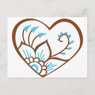 Henna Heart Blue Postcard