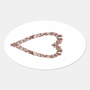 Henna Heart Design Oval Sticker