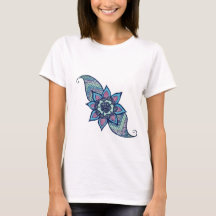 Henna inspired design in blue and purple shirt