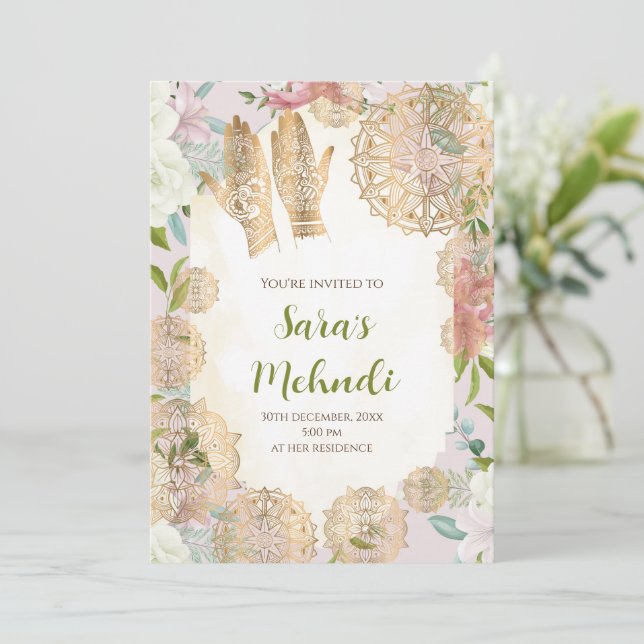 Henna invitation & Mehndi invitation Mehndi invite (Standing Front)