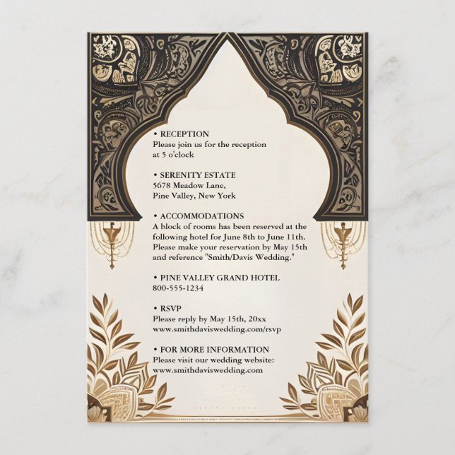 Henna Islam Nikah Arabic Walima Muslim Wedding Enclosure Card (Front)