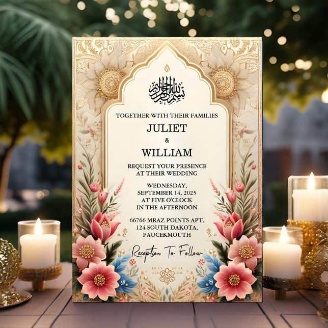 Henna Islam Nikah Arabic Walima Muslim Wedding Invitation (Creator Uploaded)