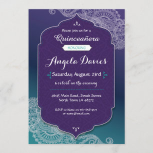 Henna Jewel Quinceanera Birthday Party Invite 15th