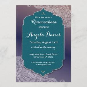 Henna Jewel Quinceanera Birthday Party Invite 15th