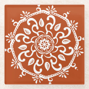 Henna Mandala Glass Coaster