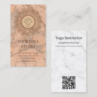 Henna Mandala Marble Pretty Blush Logo Business Card