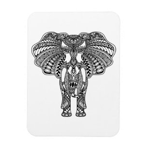 Henna Mehndi Decorated Indian Elephant Magnet