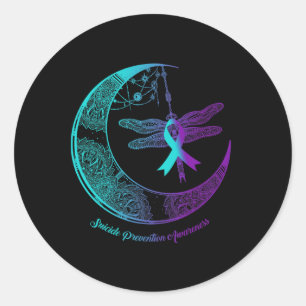 Henna Moon Dragonfly Suicide Prevention Awareness Classic Round Sticker