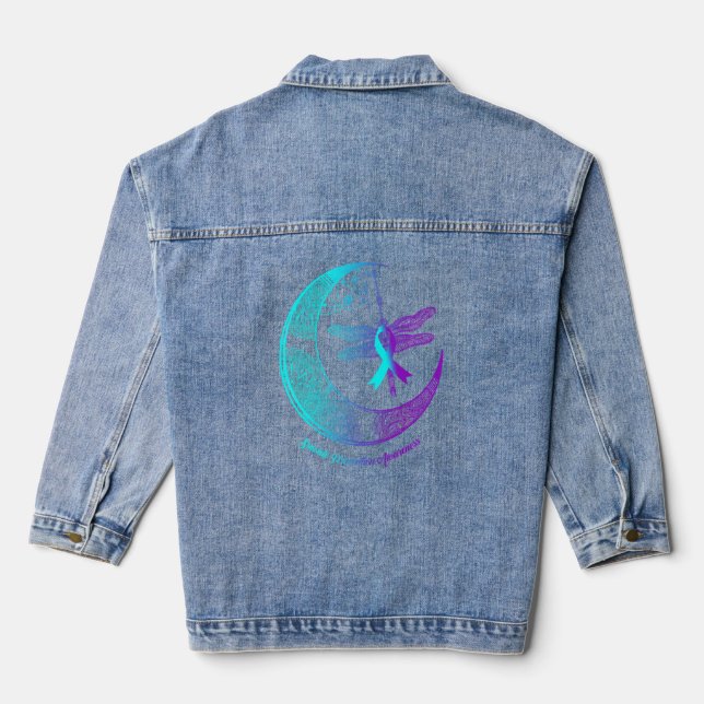 Henna Moon Dragonfly Suicide Prevention Awareness  Denim Jacket (Back)