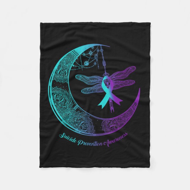 Henna Moon Dragonfly Suicide Prevention Awareness  Fleece Blanket (Front)