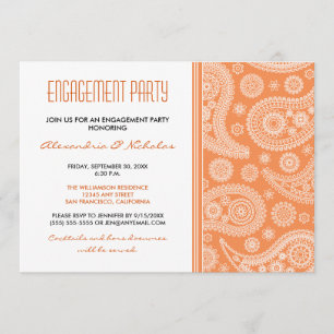 Henna Paisley Engagement Party Invitation (orange)