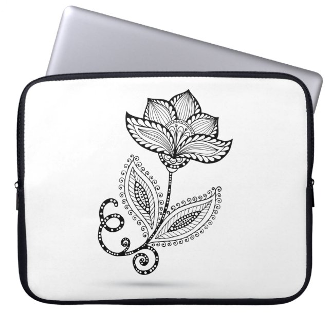 Henna Paisley Mehndi Doodles Laptop Sleeve (Front)