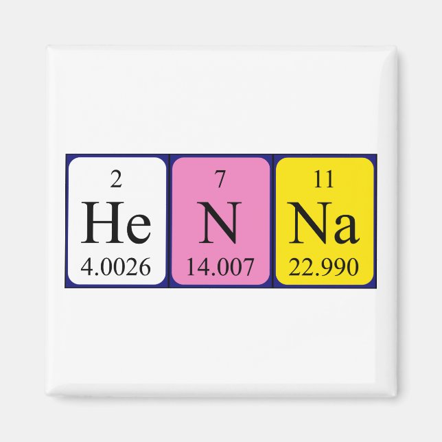 Henna periodic table name magnet (Front)