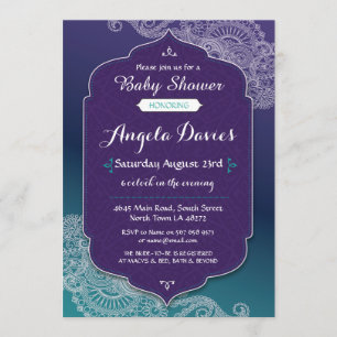 Henna Style Jewel Baby Shower Invite Arabian Party