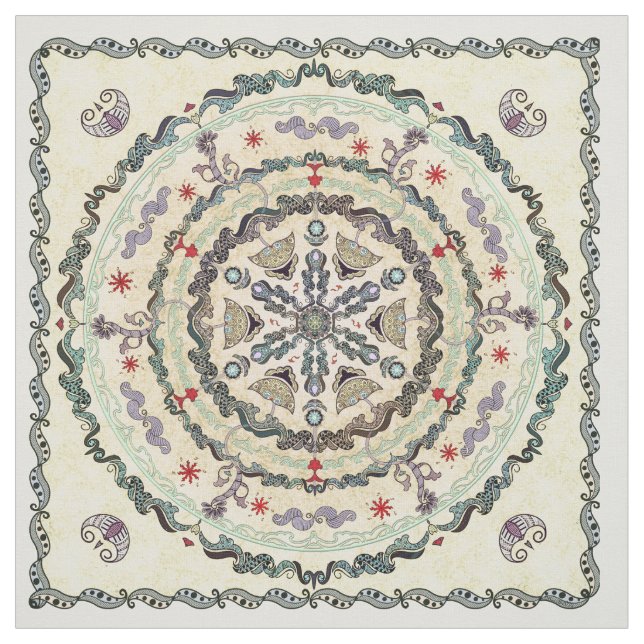 Henna Style Mandala Fabric (Swatch)