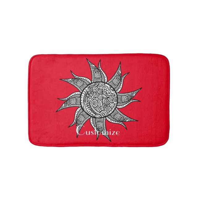 Henna-style Sun Tattoo Thunder_Cove  Bath Mat (Front)