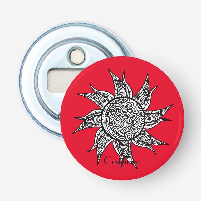 Henna-style Sun Tattoo Thunder_Cove Bottle Opener (Front)